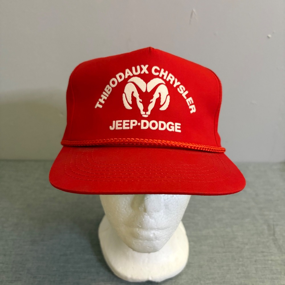 Vintage Chrysler Hat Mens OSFA Rd Jeep Dodge Thibodaux Snapback Rope Trucker 90s